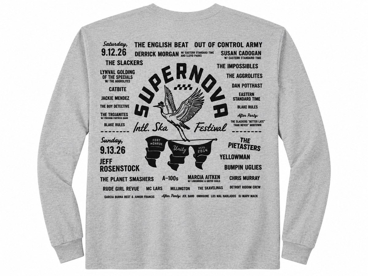 Supernova Great Heron Long Sleeve Light Grey Tee with Line-Up