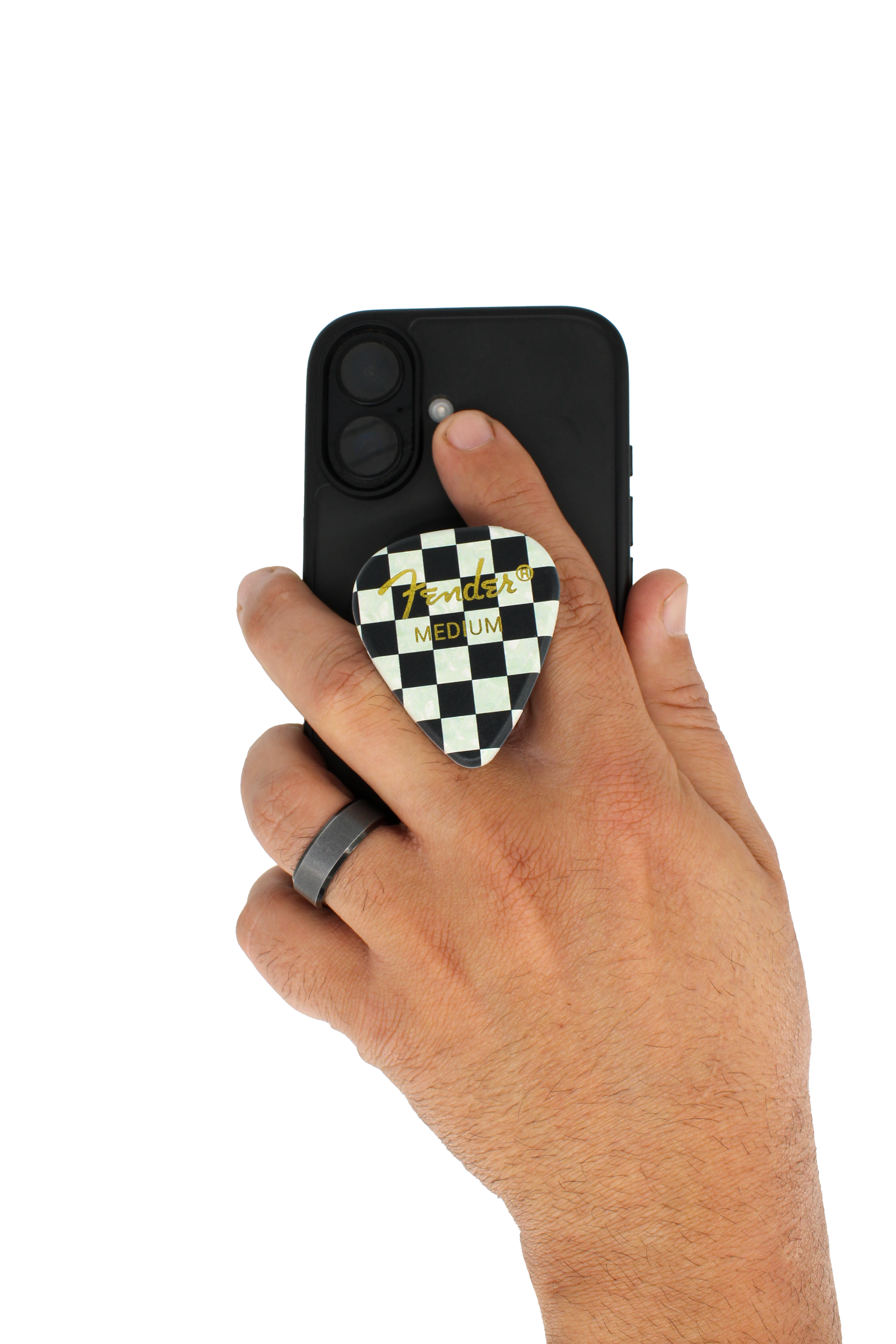 Fender guitar pick phone grip (Checkered)