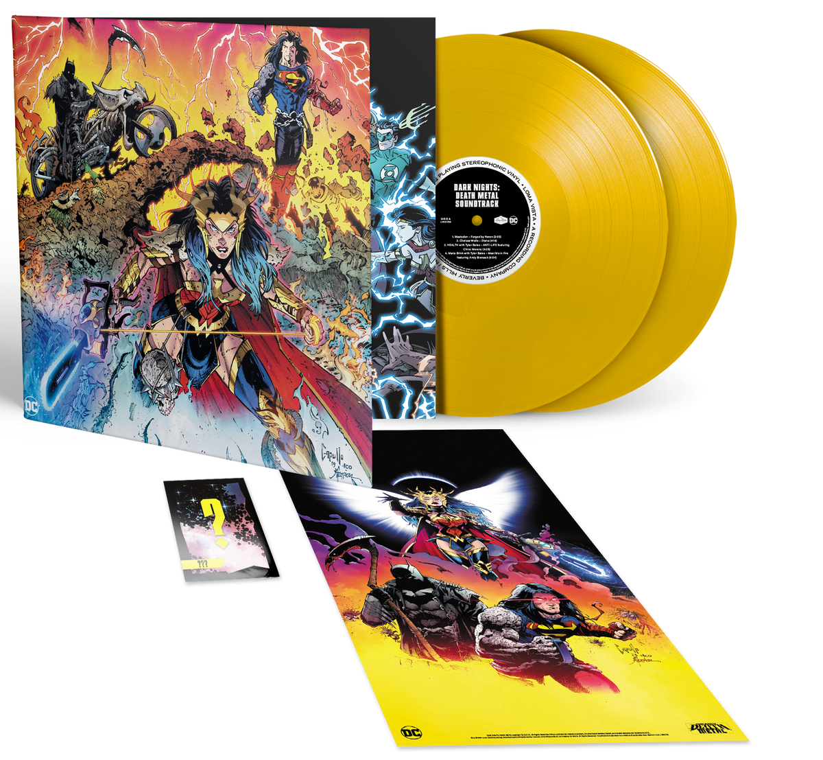 DC DARK NIGHTS: DEATH METAL SOUNTRACK 2LP BUNDLE (Red or Yellow Vinyl, Limited to 500 Each)
