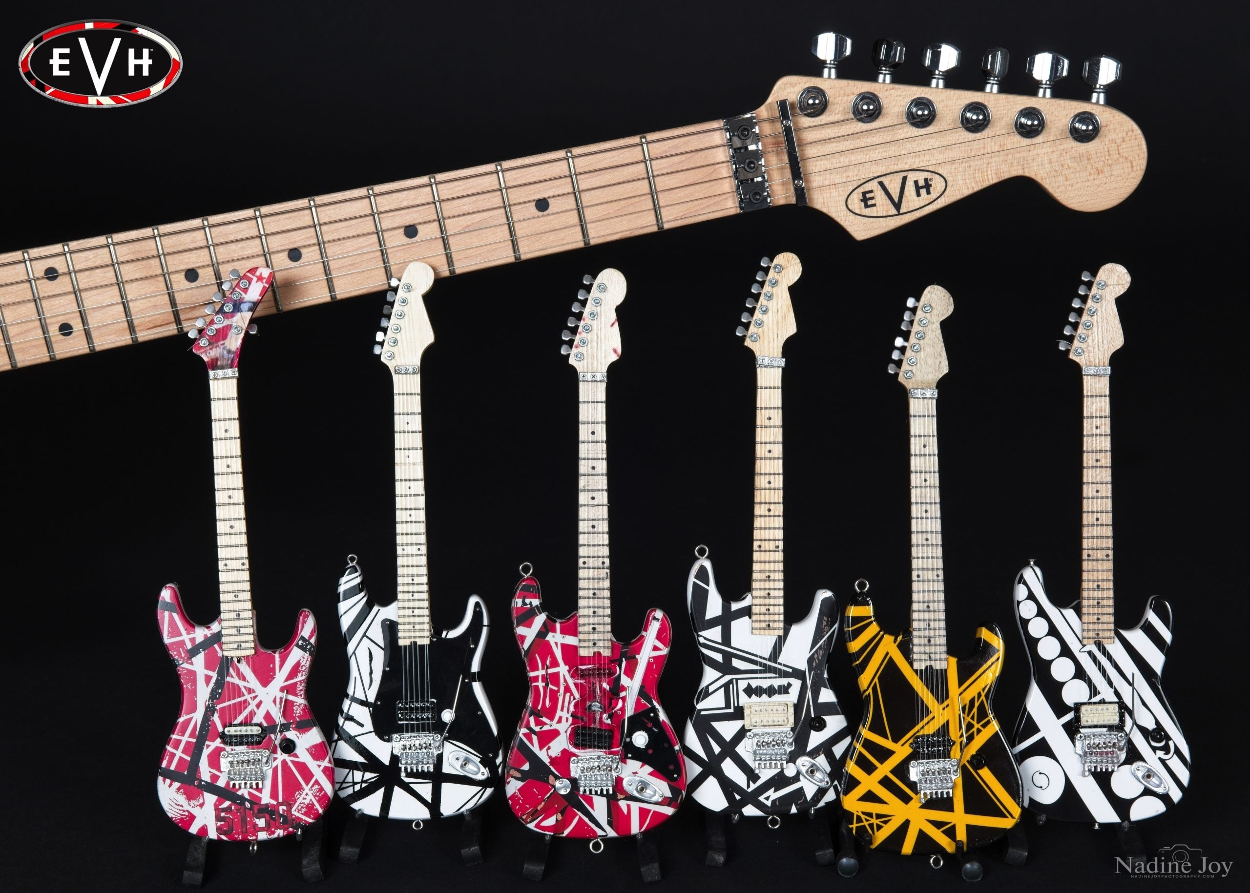 EVH SET OF 6 EDDIE VAN HALEN MINI GUITAR REPLICA COLLECTIBLES - OFFICIALLY LICENSED