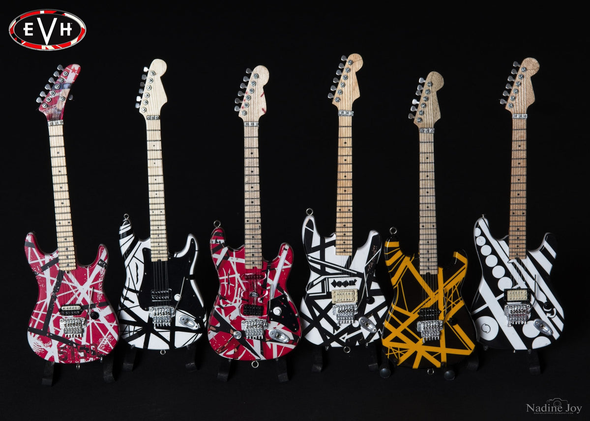 EVH SET OF 6 EDDIE VAN HALEN MINI GUITAR REPLICA COLLECTIBLES - OFFICIALLY LICENSED
