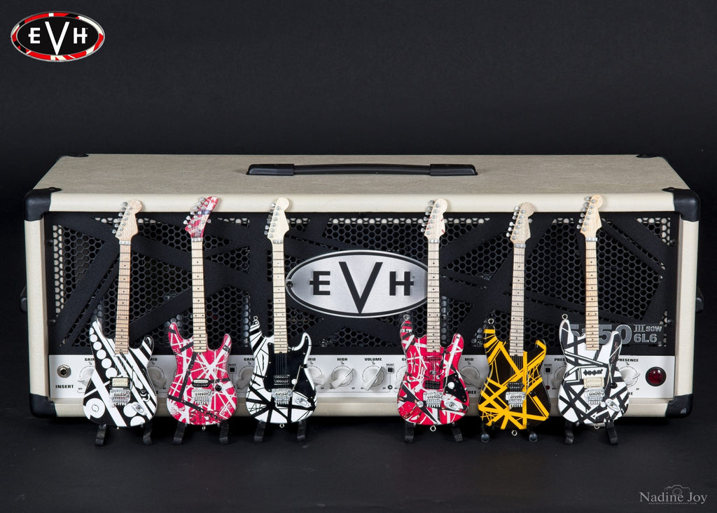 EVH SET OF 6 EDDIE VAN HALEN MINI GUITAR REPLICA COLLECTIBLES - OFFICIALLY LICENSED