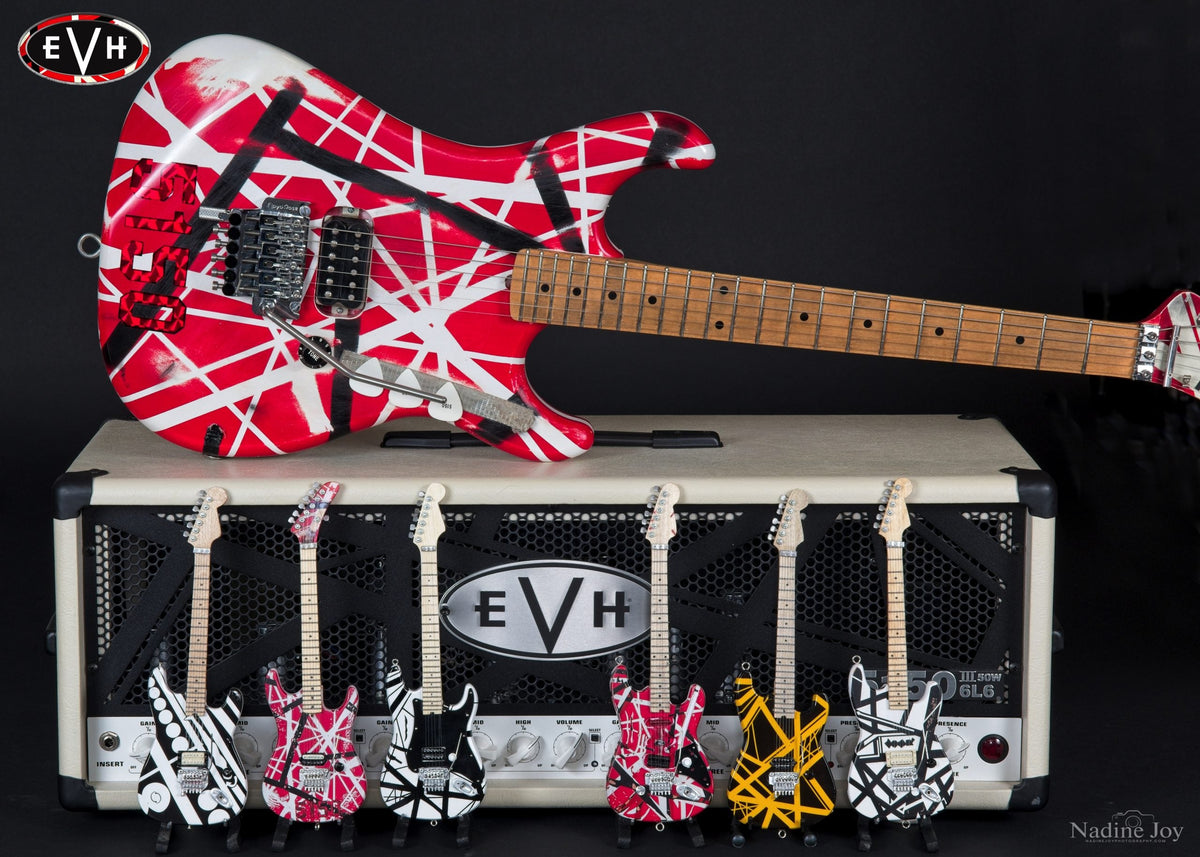 EVH SET OF 6 EDDIE VAN HALEN MINI GUITAR REPLICA COLLECTIBLES - OFFICIALLY LICENSED