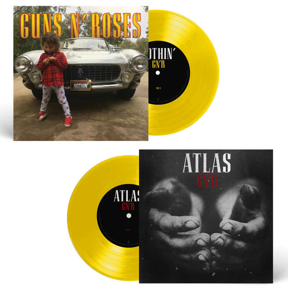 GUNS N' ROSES 'NOTHIN/ATLAS' 7" SINGLE - LTD. - YELLOW
