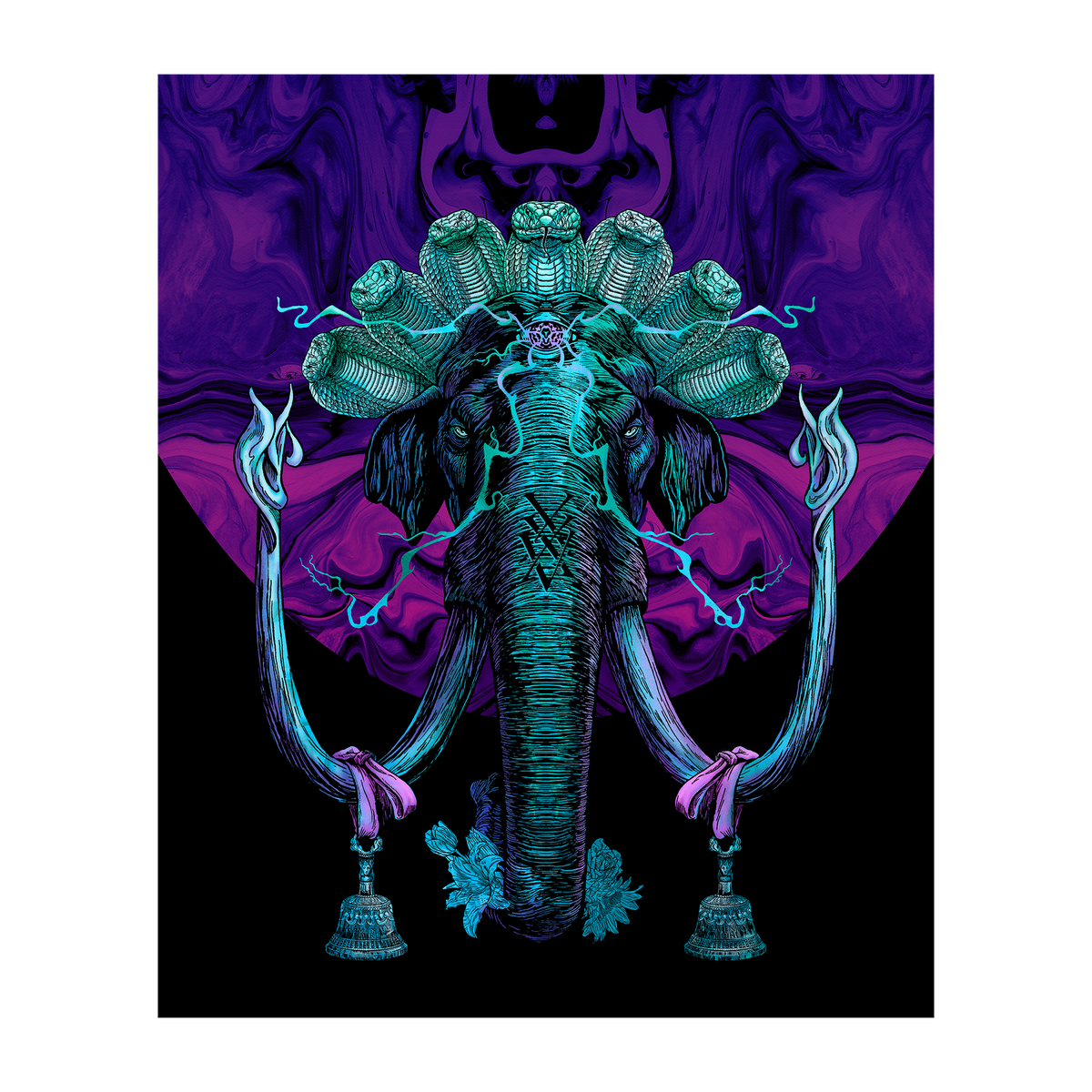 MASTODON LIMITED EDITION EXCLUSIVE 18x24 FLOCKED BLACKLIGHT PAUL ROMANO ILLUSTRATION POSTER