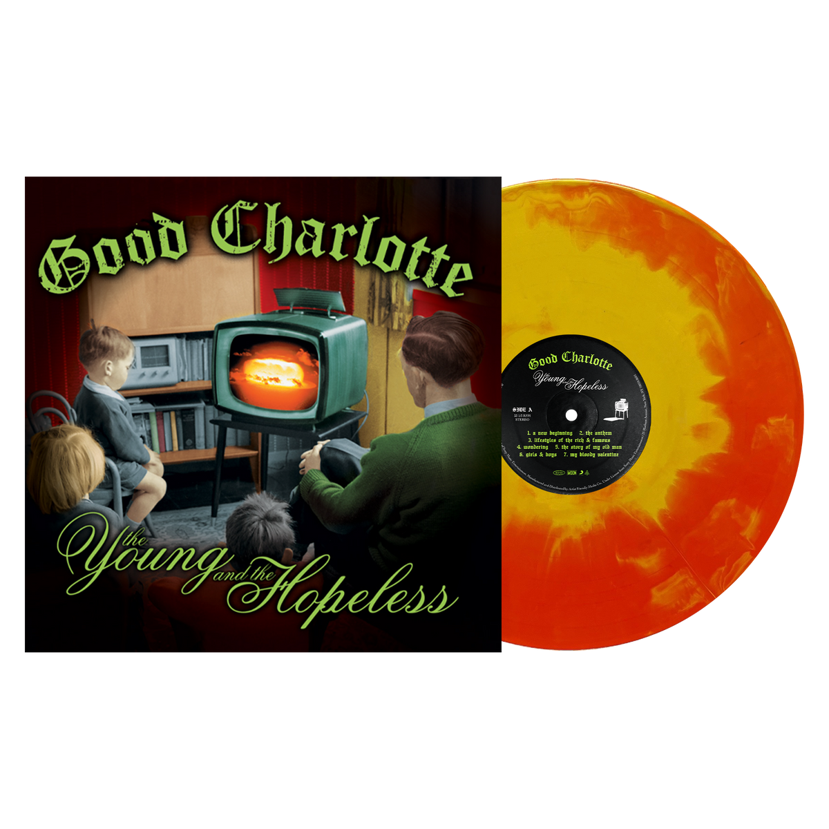 GOOD CHARLOTTE'THE YOUNG AND THE HOPELESS' LP - EXCLUSIVE - LTD. 500 - ORANGE/YELLOW/HANDPOUR