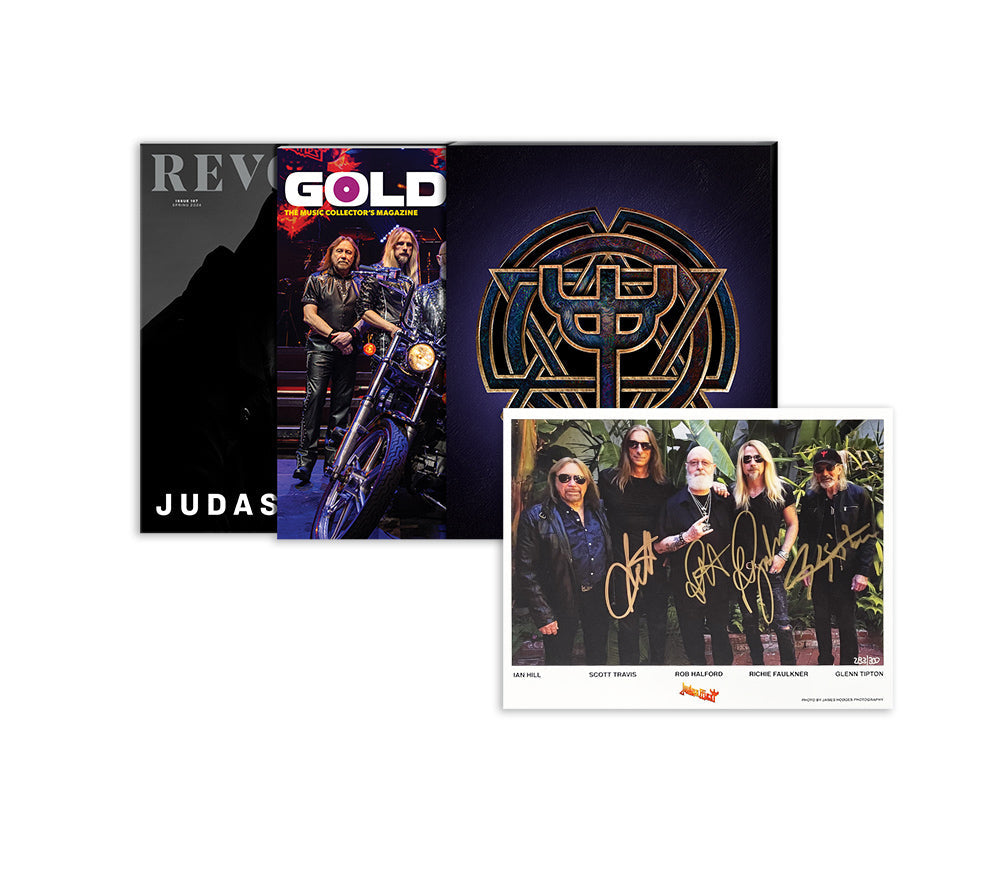 JUDAS PRIEST X REVOLVER BUNDLE - REVOLVER SPRING 2024 ISSUE & GOLDMINE SPRING 2024 ISSUE W/ BAND SIGNED 8X10" IN NUMBERED SLIPCASE