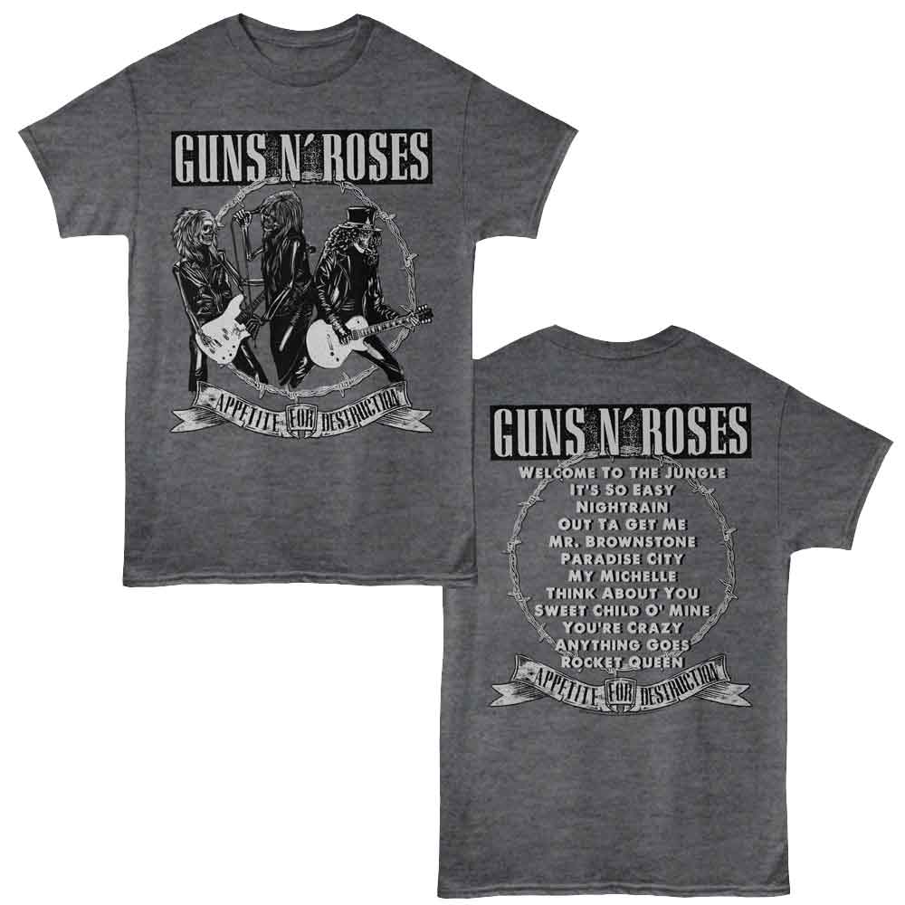 GUNS N' ROSES - GUNS N ROSES APPETITE SONGS SHIRT