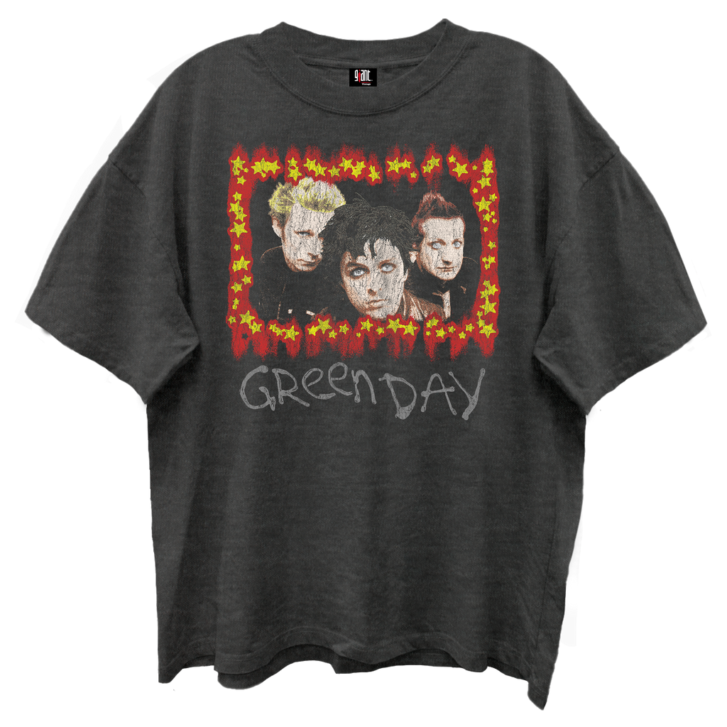 GREEN DAY STAR GROUP PHOTO VINTAGE BLACK ENZYME WASH T-SHIRT/GIANT VINTAGE