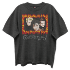 GREEN DAY STAR GROUP PHOTO VINTAGE BLACK ENZYME WASH T-SHIRT/GIANT VINTAGE