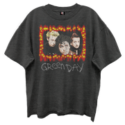 GREEN DAY STAR GROUP PHOTO VINTAGE BLACK ENZYME WASH T-SHIRT/GIANT VINTAGE