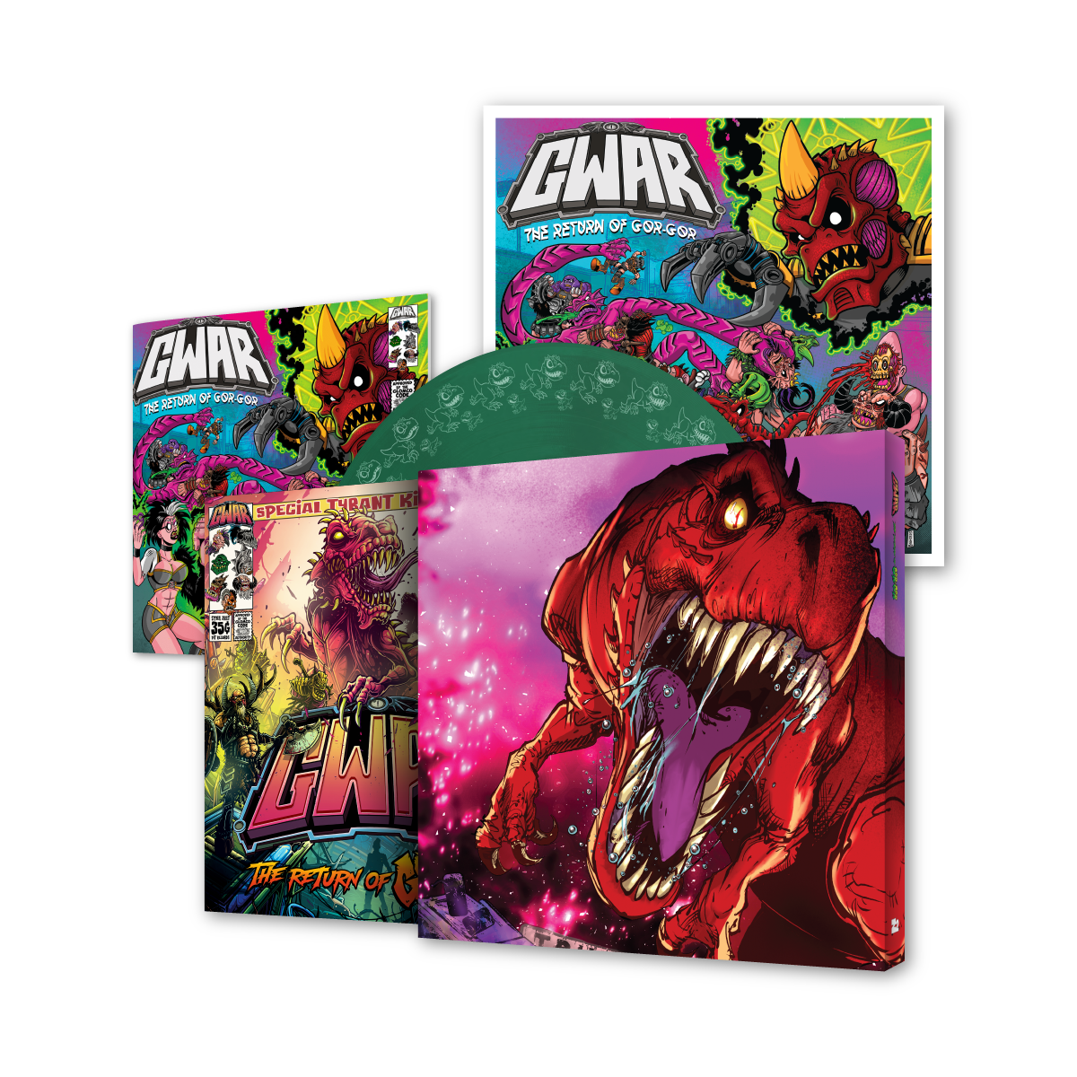 GWAR: 'THE RETURN OF GOR GOR' DELUXE COMIC BOOK + 'THE RETURN OF GOR GOR' LP - LTD. - EVERGREEN