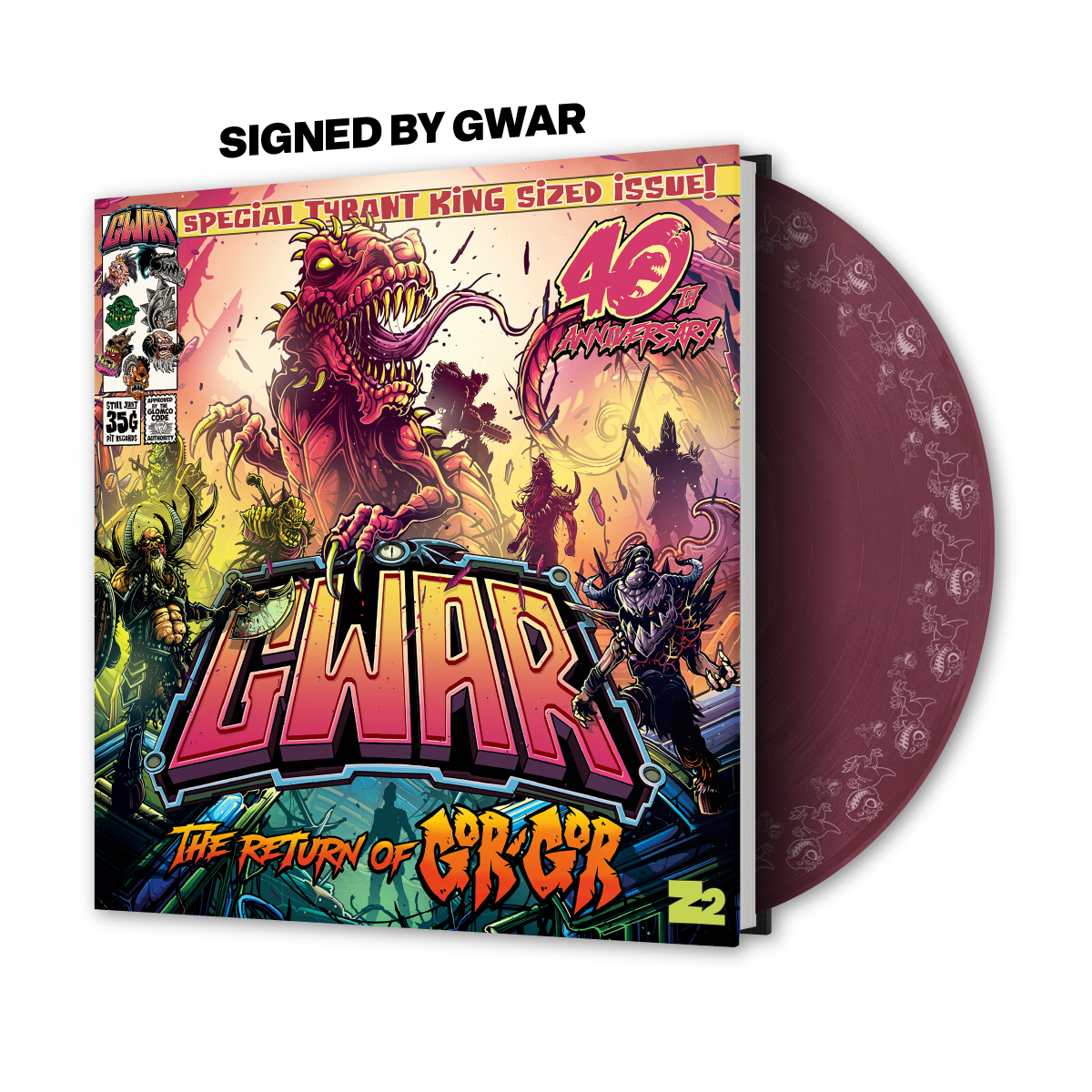 GWAR: 'THE RETURN OF GOR GOR' SIGNED PLATINUM EDITION COMIC BOOK + 'THE RETURN OF GOR GOR' LP - LTD. - FRUIT PUNCH