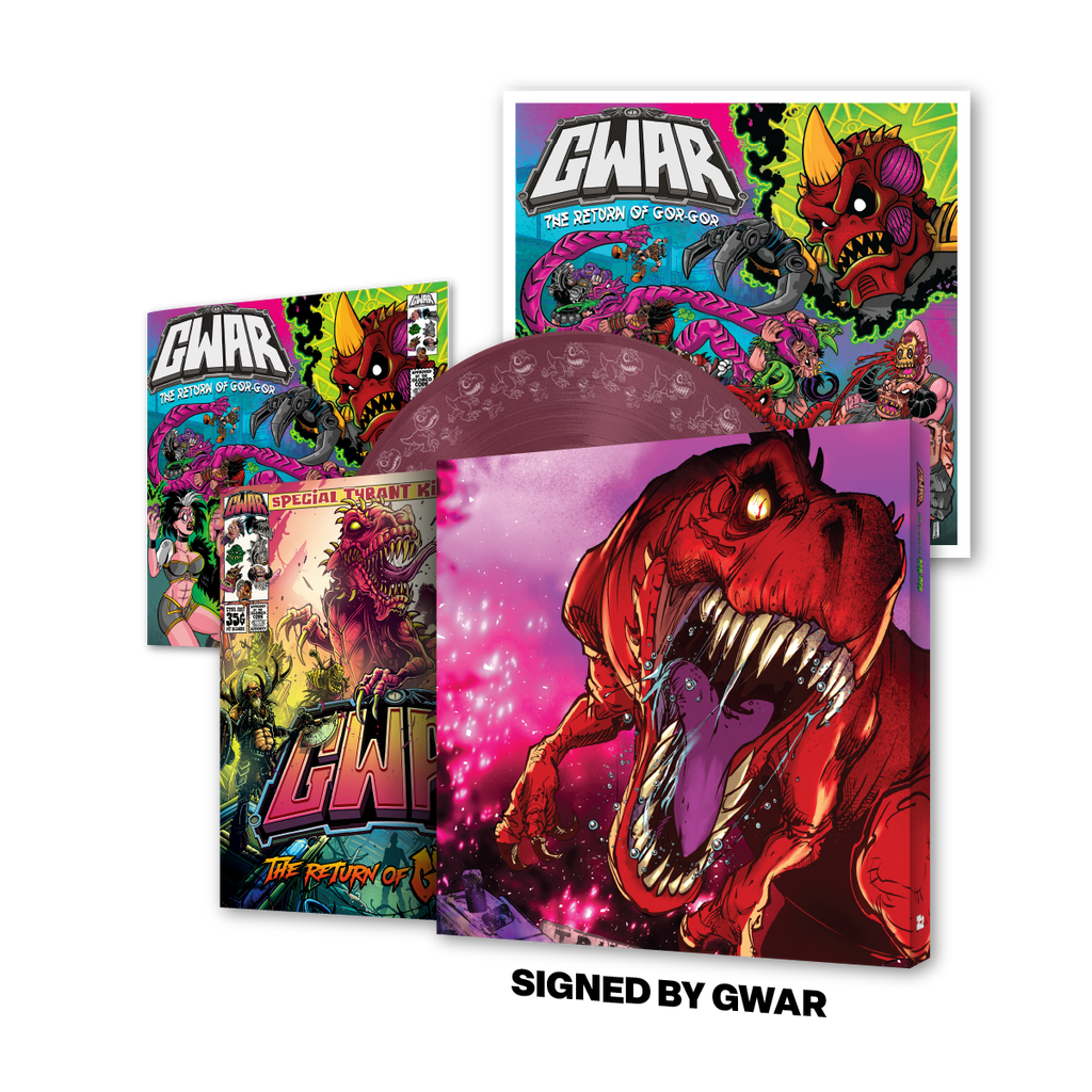 GWAR: 'THE RETURN OF GOR GOR' SIGNED PLATINUM EDITION COMIC BOOK + 'THE RETURN OF GOR GOR' LP (Limited Edition, Fruit Punch Vinyl)