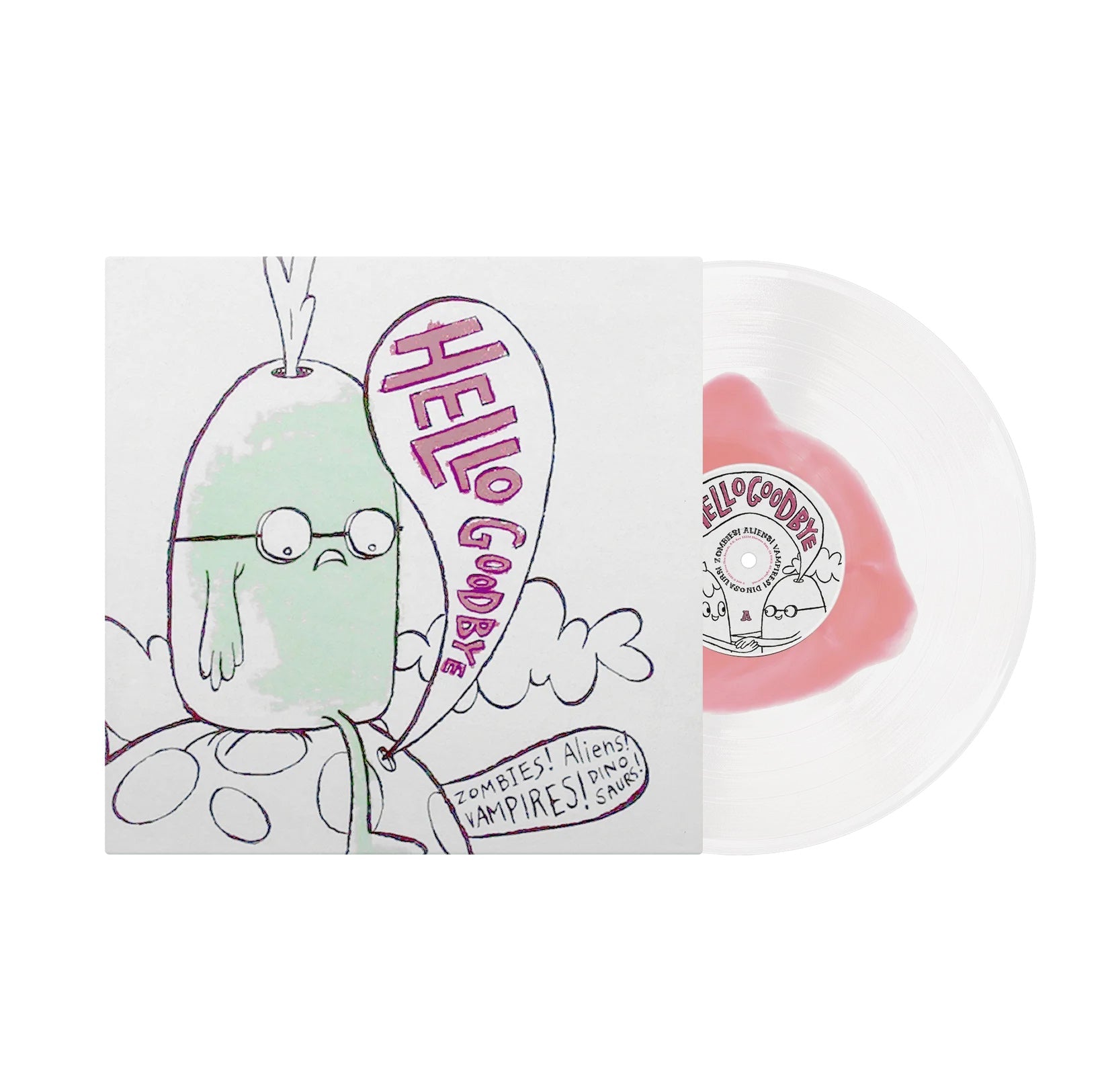 HELLOGOODBYE 'ZOMBIES! ALIENS! VAMPIRES! DINOSAURS!' LP - PINK/CLEAR