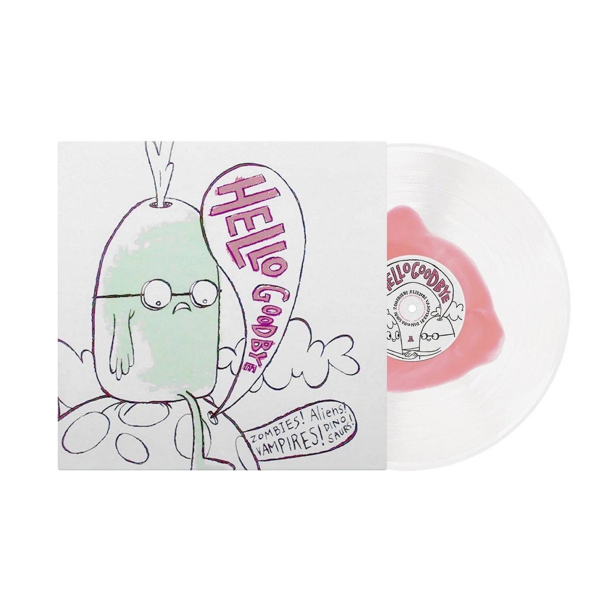HELLOGOODBYE 'ZOMBIES! ALIENS! VAMPIRES! DINOSAURS!' LP - PINK/CLEAR