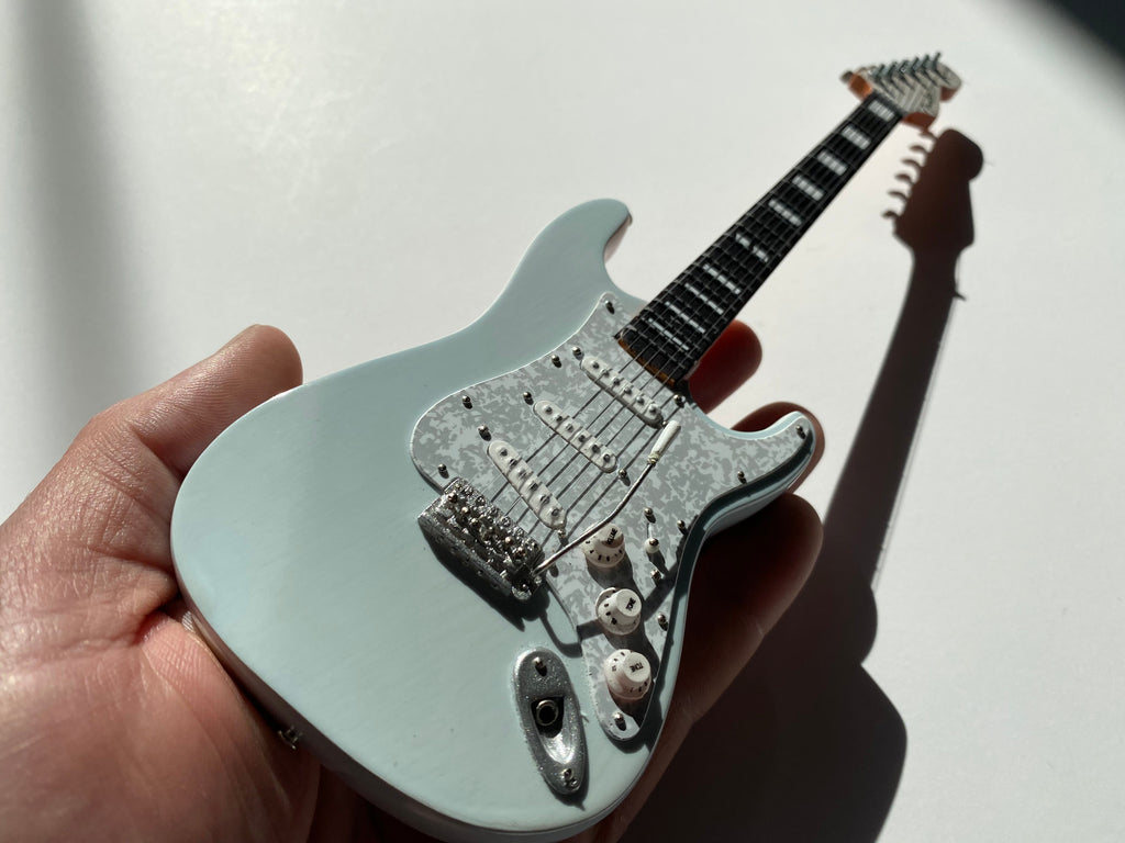 LICENSED KENNY WAYNE SHEPHERD MINI FENDER' STRAT' TRANSPARENT FADED SONIC BLUE GUITAR MODEL