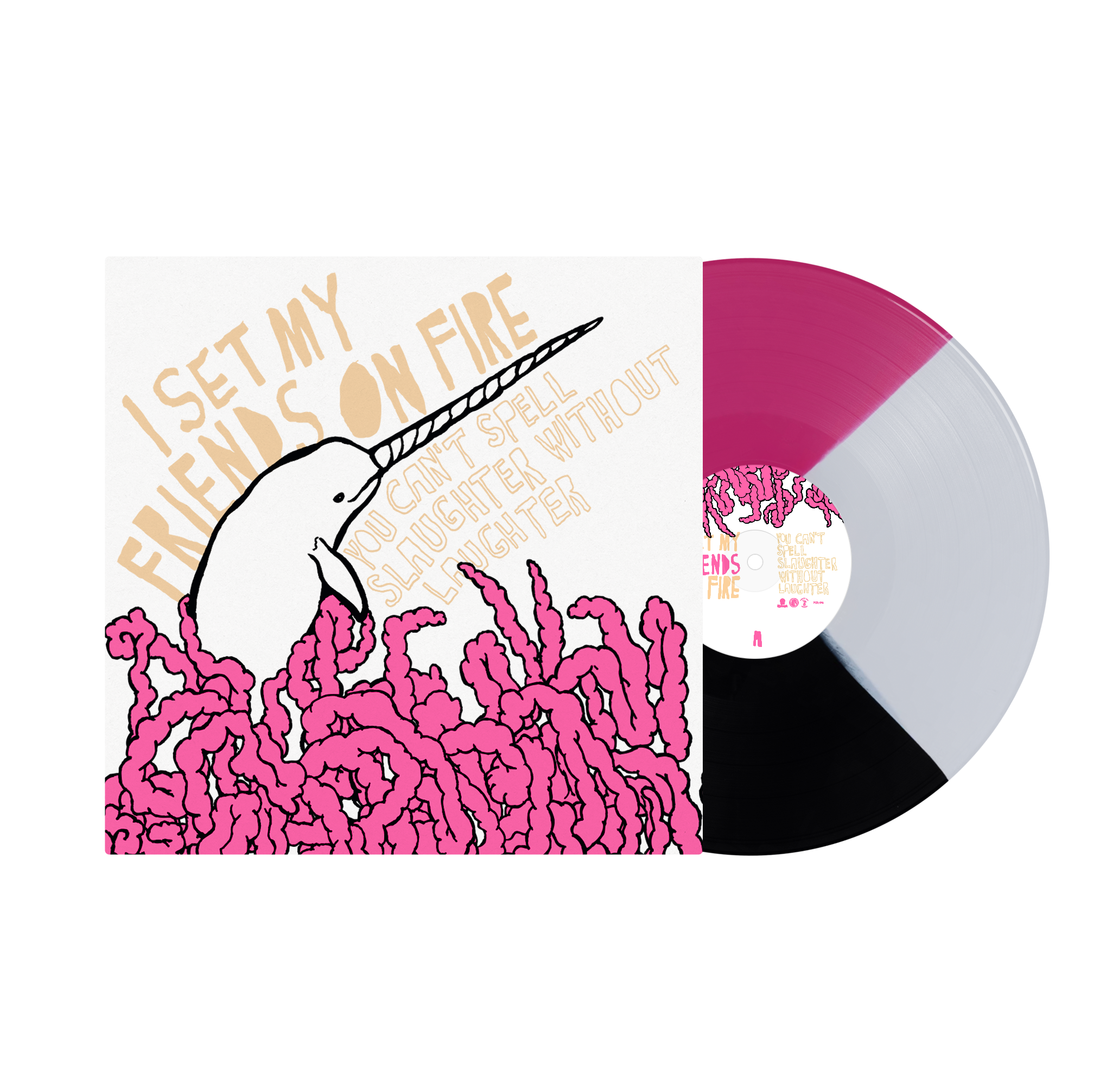 I SET MY FRIENDS ON FIRE ‘YOU CAN'T SPELL SLAUGHTER WITHOUT LAUGHTER’ LP - EXCLUSIVE - LTD. 200 - WHITE/PINK/BLACK/PIE
