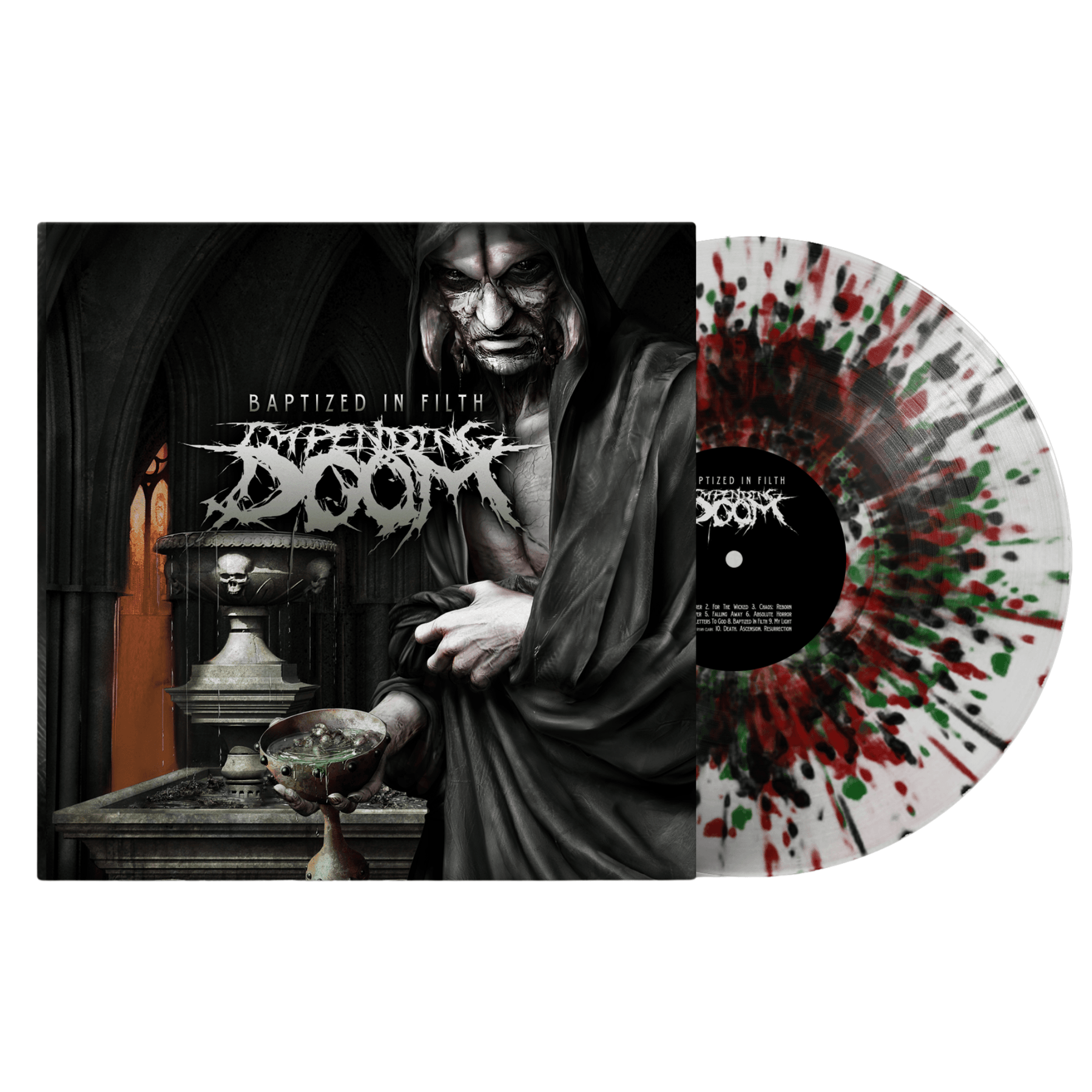 IMPENDING DOOM 'BAPTIZED IN FILTH' LP - RED/GREEN/BLACK ICE/SPLATTER