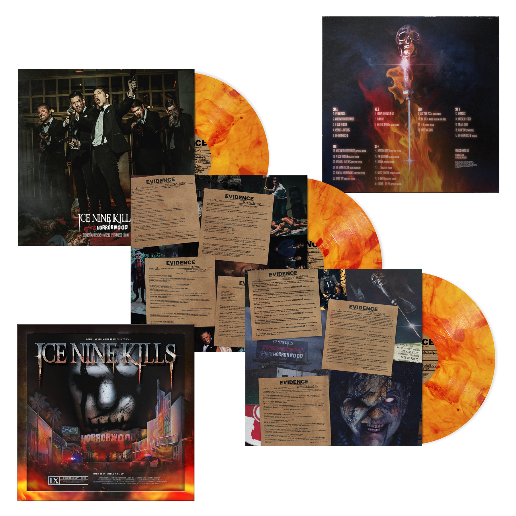ICE NINE KILLS 'WELCOME TO HORRORWOOD: UNDER FIRE' 3LP BOX SET - ORANGE/RED/SPLATTER