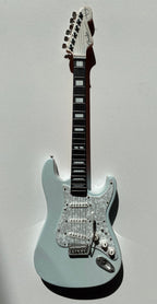 LICENSED KENNY WAYNE SHEPHERD MINI FENDER' STRAT' TRANSPARENT FADED SONIC BLUE GUITAR MODEL