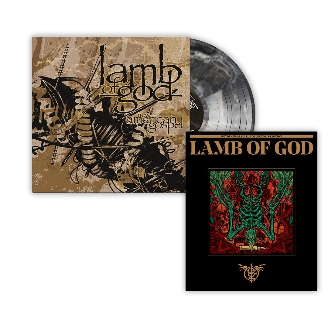 LAMB OF GOD ‘NEW AMERICAN GOSPEL’ LP + 'WARBIRD' COVER SPECIAL COLLECTOR'S EDITION DELUXE MAGAZINE - EXCLUSIVE - LTD. 500 - BLACK/WHITE/NEBULA