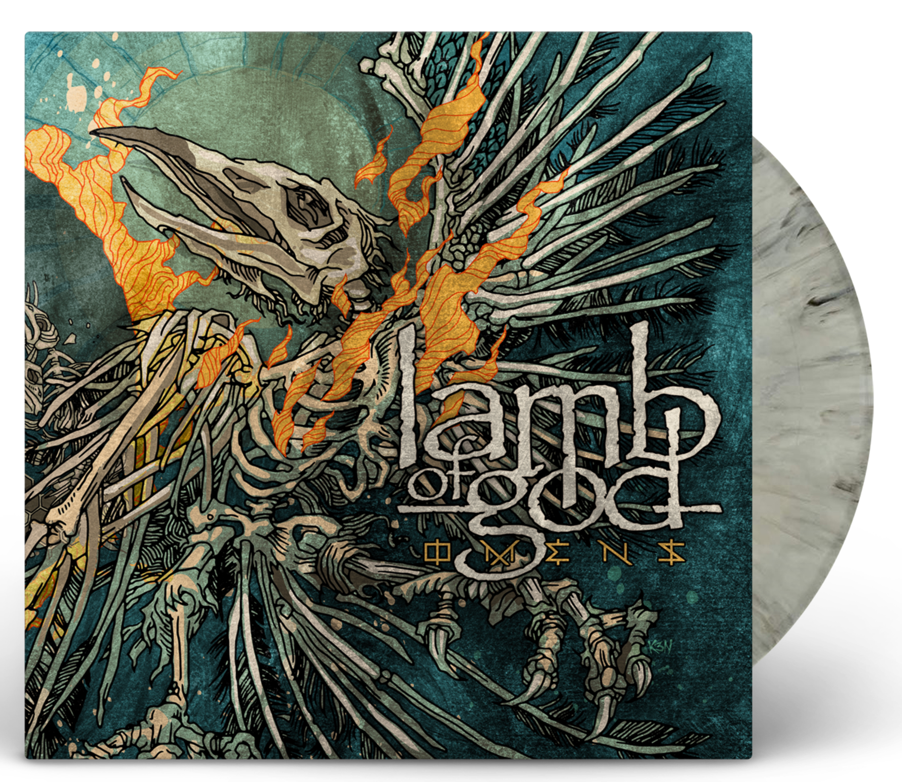 LAMB OF GOD 'OMENS' LP - EXCLUSIVE - LTD. 1000 - SILVER GRAY MARBLE