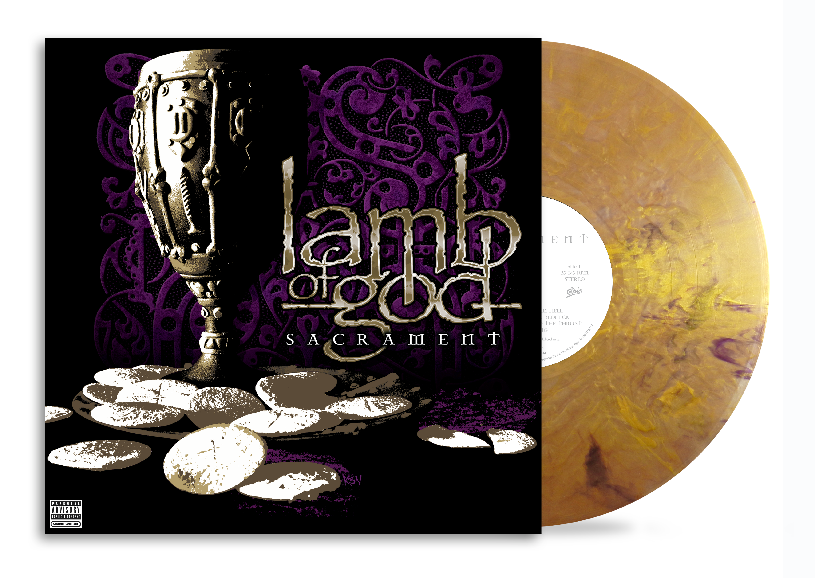 LAMB OF GOD ‘SACRAMENT’ LP - EXCLUSIVE - LTD. 500 - GOLD/PURPLE SMOKE