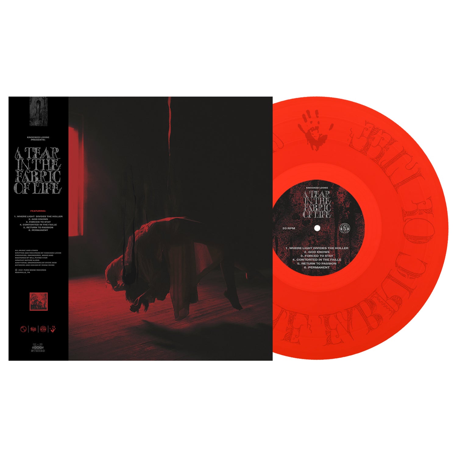 KNOCKED LOOSE ‘A TEAR IN THE FABRIC OF LIFE’ EP - EXCLUSIVE - LTD. 500 - TRANSLUCENT BLOOD RED