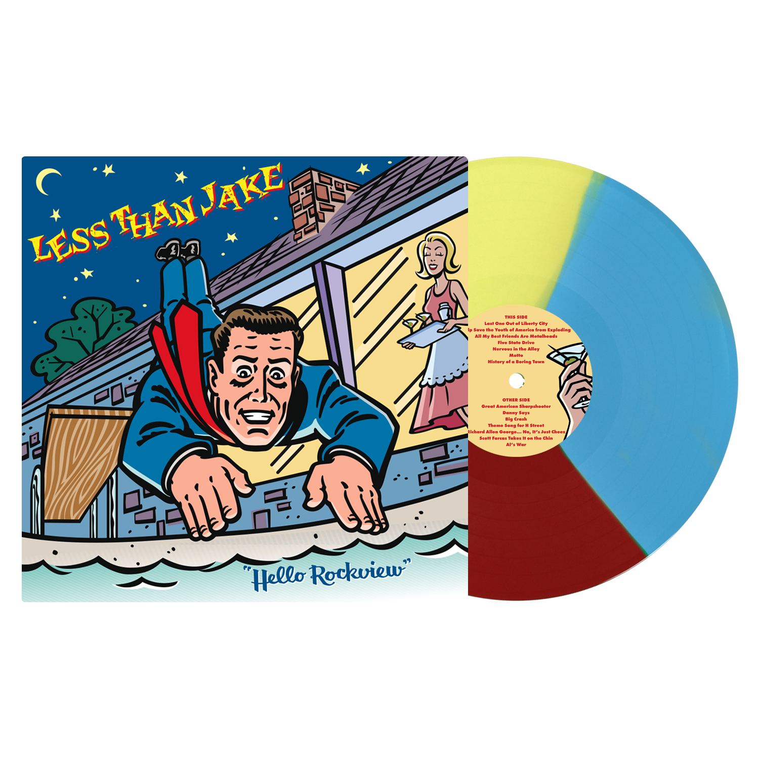 LESS THAN JAKE 'HELLO ROCKVIEW' LP - EXCLUSIVE - LTD. 250 - APPLE/LEMON/SKY BLUE