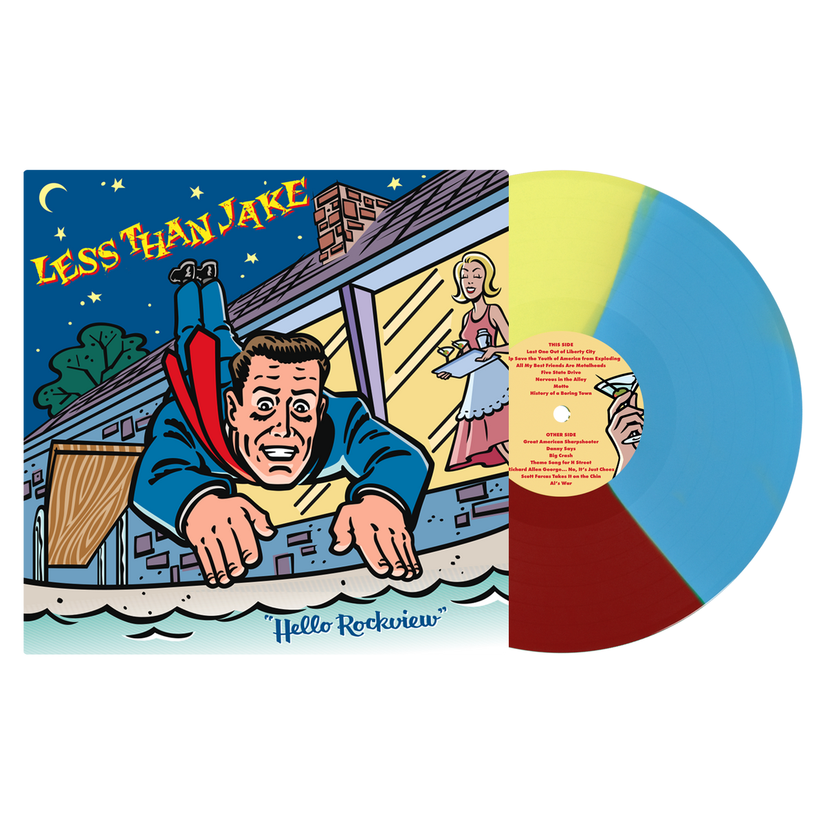 LESS THAN JAKE 'HELLO ROCKVIEW' LP - EXCLUSIVE - LTD. 250 - APPLE/LEMON/SKY BLUE