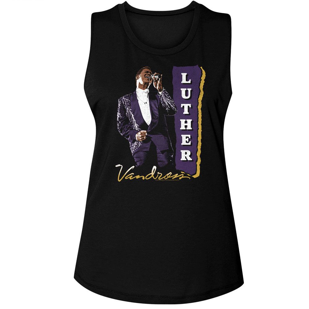 LUTHER VANDROSS - PURPLE SUIT LADIES SHIRT