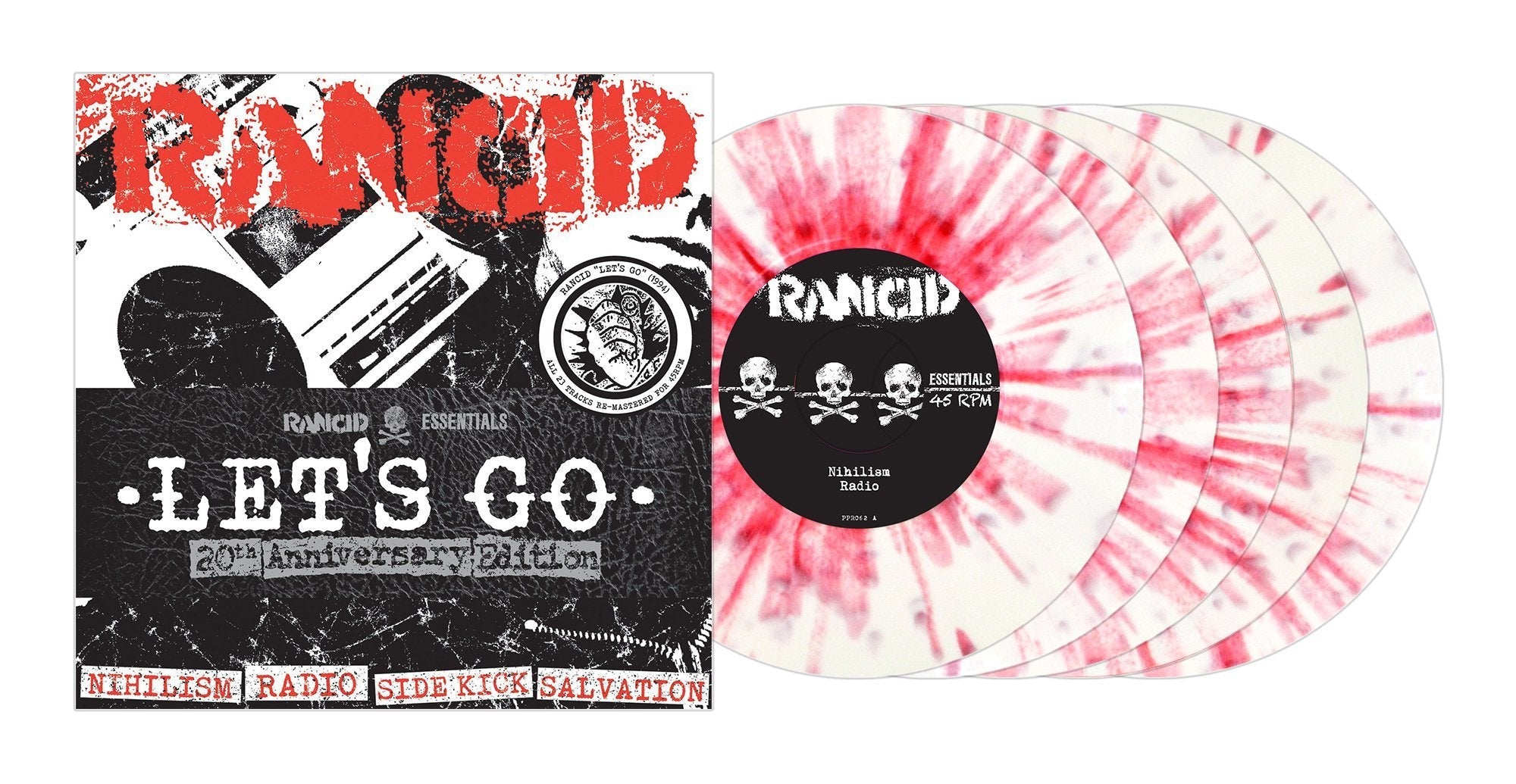 RANCID 'LET'S GO'  5x7" SINGLES - WHITE/RED