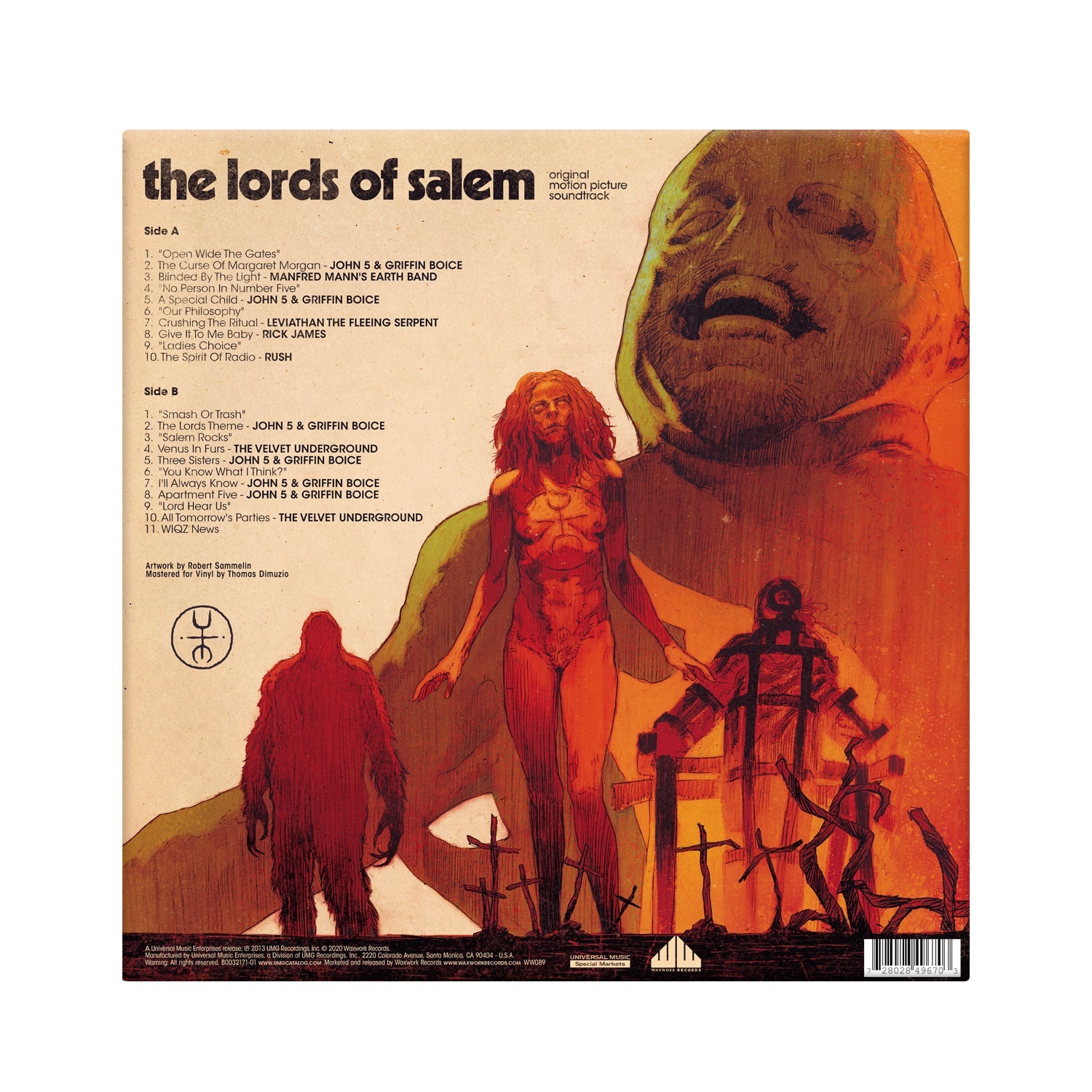 'LORDS OF SALEM' MOTION PICTURE SOUNDTRACK LP - BLOOD RED/BLUE/BUTTERFLY EFFECT/WHITE/SPLATTER