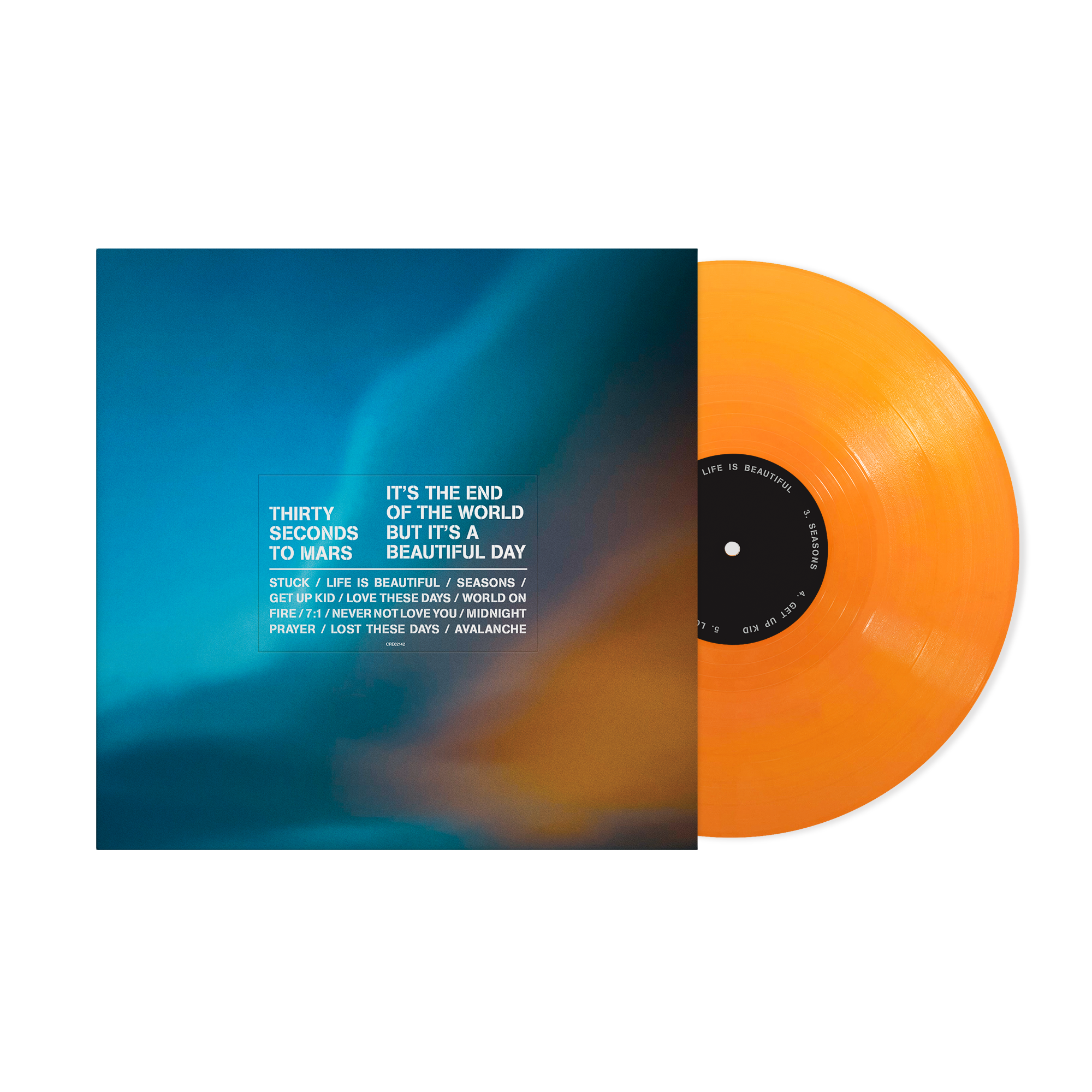 THIRTY SECONDS TO MARS ‘IT'S THE END OF THE WORLD BUT IT'S A BEAUTIFUL DAY’ LP - EXCLUSIVE - LTD. 500 (ALTERNATE COVER #8 - TANGERINE