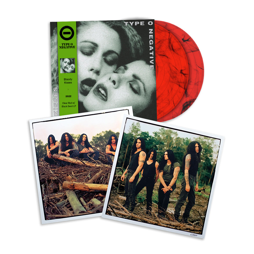 TYPE O NEGATIVE 'BLOODY KISSES' CLEAR RED w/BLACK SWIRL LP + 12X12 PHOTO PRINT SET