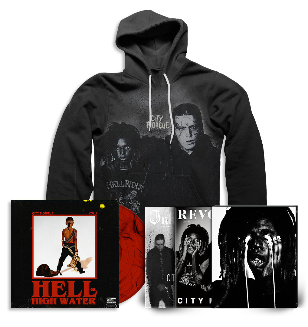 REVOLVER & INKED x CITY MORGUE "HELL OR HIGHWATER" BUNDLE W/ DOUBLE MAGAZINE SLIPCASE + LP + HOODIE - LTD. 100