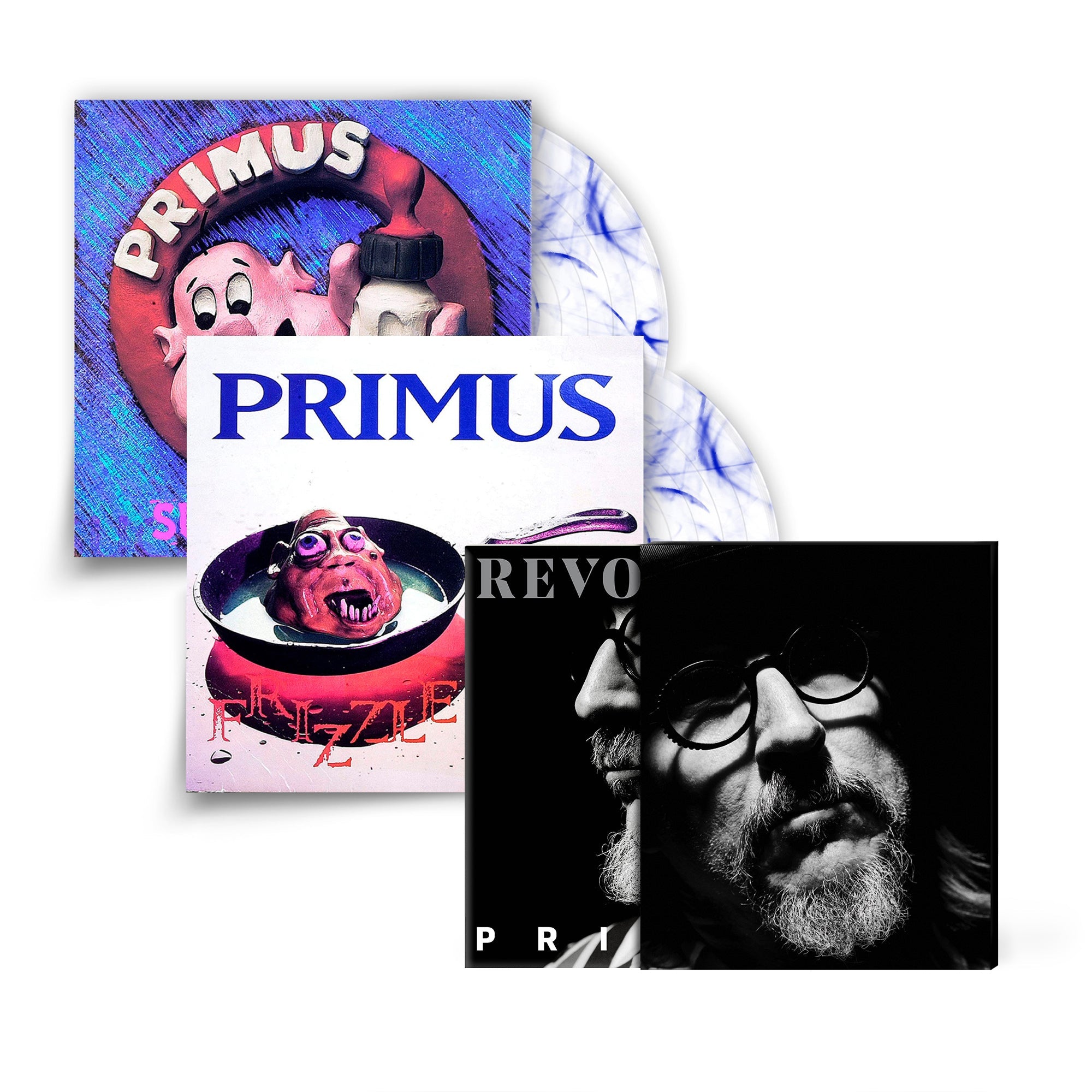 REVOLVER x PRIMUS BLUE COLLECTOR'S BUNDLE HAND-NUMBERED ALT COVER SLIPCASE W/ 'SUCK ON THIS' & 'FRIZZLE FRY' LP - EXCLUSIVE - LTD. 100 - CLEAR/BLUE