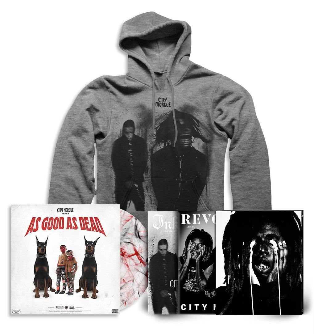REVOLVER & INKED x CITY MORGUE "AS GOOD AS DEAD" BUNDLE W/ DOUBLE MAGAZINE SLIPCASE + LP + HOODIE - EXCLUSIVE - LTD. 100