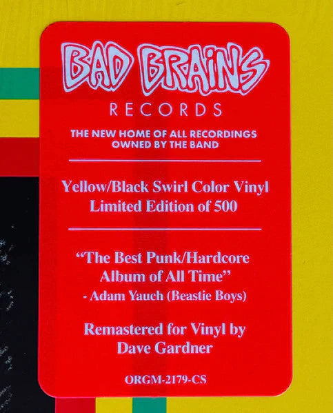 BAD BRAINS 'BAD BRAINS' LP - YELLOW/BLACK