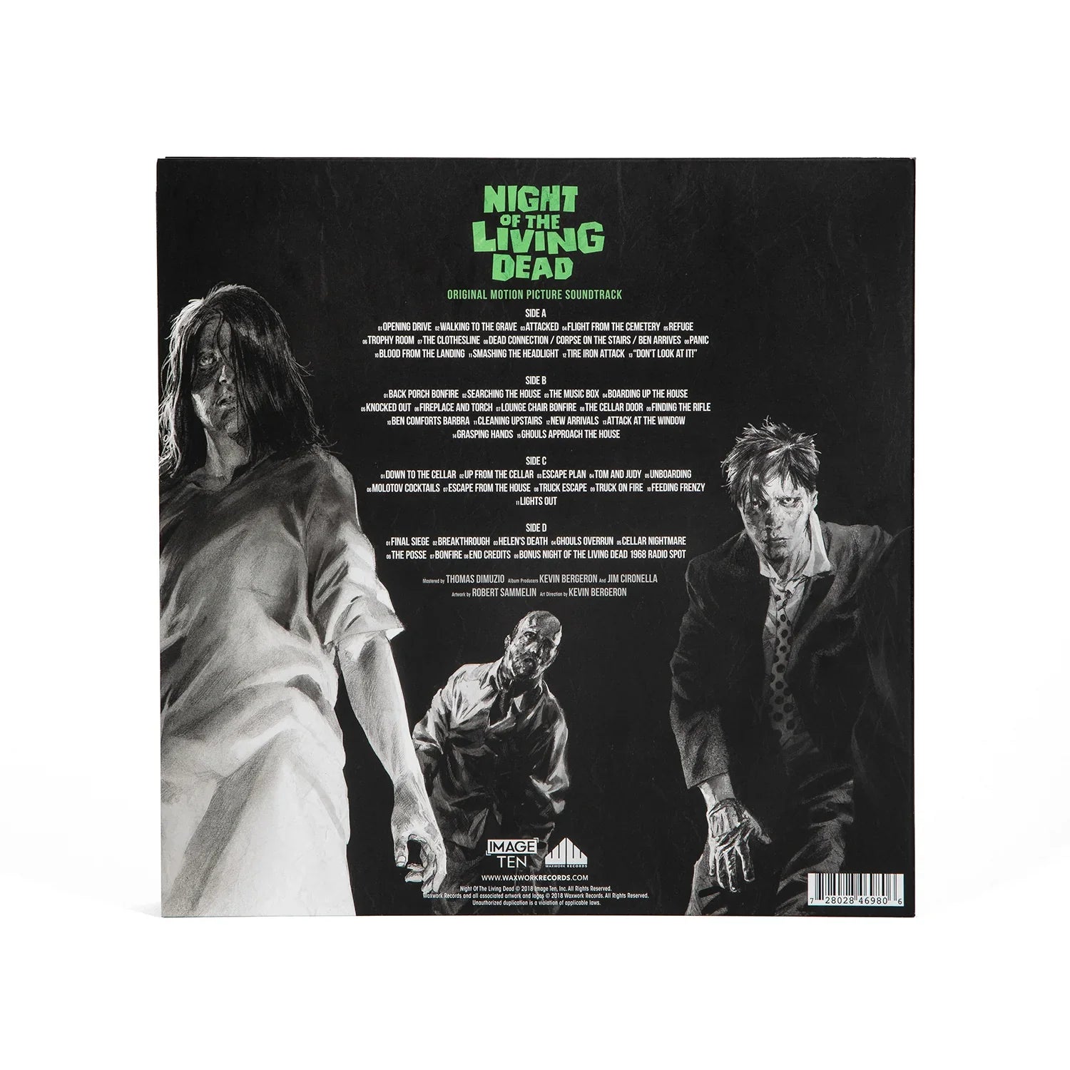 'NIGHT OF THE LIVING DEAD' MOTION PICTURE SOUNDTRACK 50TH ANNIVERSARY EDITION 2LP - GHOUL GREEN/BLUE