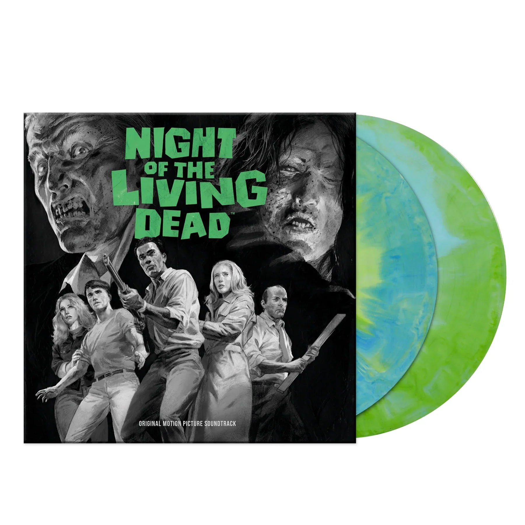 'NIGHT OF THE LIVING DEAD' MOTION PICTURE SOUNDTRACK 50TH ANNIVERSARY EDITION 2LP - GHOUL GREEN/BLUE
