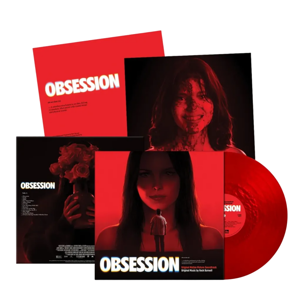 OBSESSION ORIGINAL MOTION PICTURE SOUNDTRACK LP - 'OBSESSION' PEARLESCENT RED