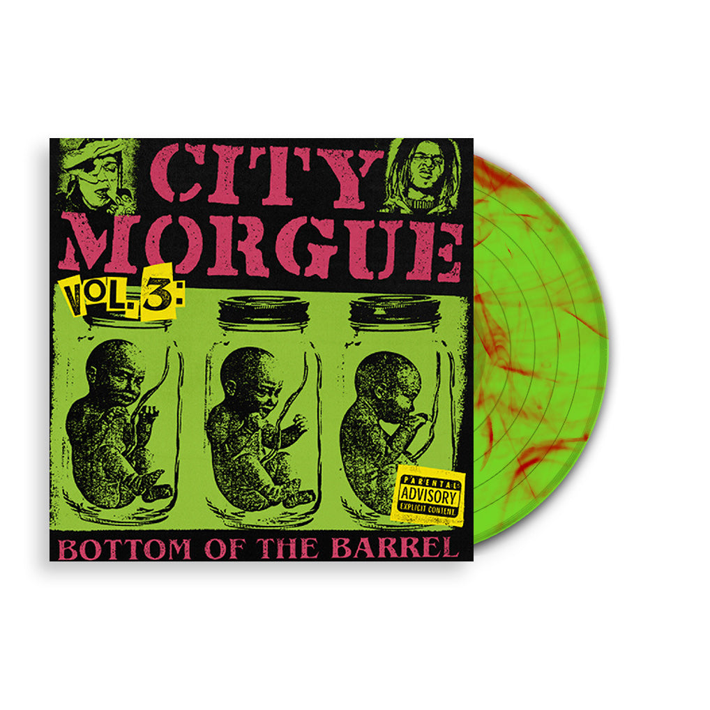 CITY MORGUE ‘VOL. 3 BOTTOM OF THE BARREL’ LP - EXCLUSIVE - LTD. 500 - OPAQUE LIME MONSTER GREEN/RED/SWIRL