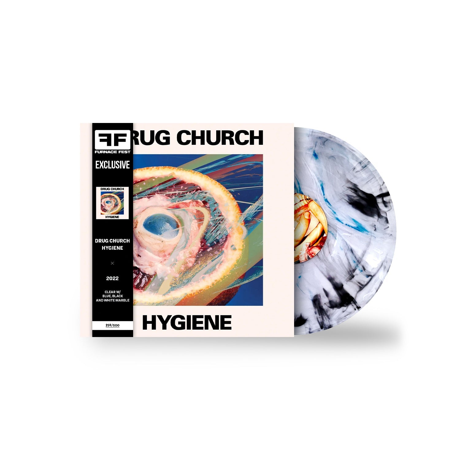 DRUG CHURCH ‘HYGIENE’ LP - FURNACE FEST EXCLUSIVE - LTD. 500 - CLEAR/BLUE/BLACK/WHITE MARBLE