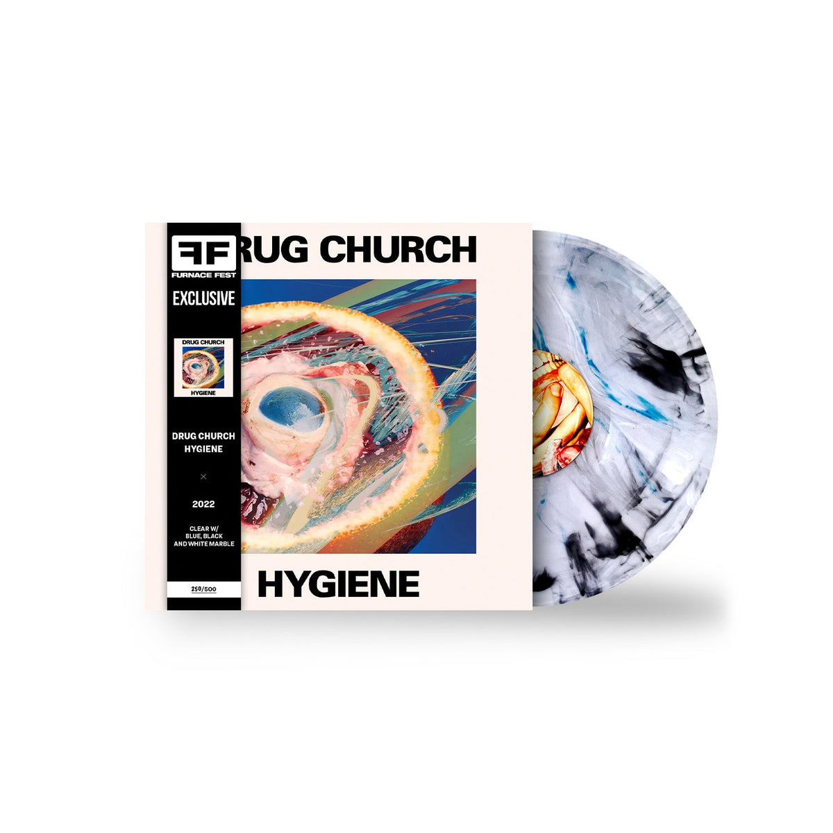 DRUG CHURCH ‘HYGIENE’ LP - FURNACE FEST EXCLUSIVE - LTD. 500 - CLEAR/BLUE/BLACK/WHITE MARBLE