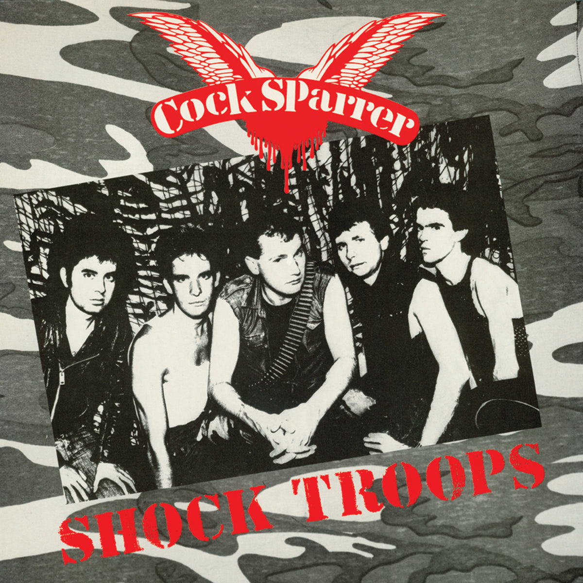 COCK SPARRER 'SHOCK TROOPS' LP - LTD. - CLEAR/GREEN/GOLD/WHITE/SPLATTER