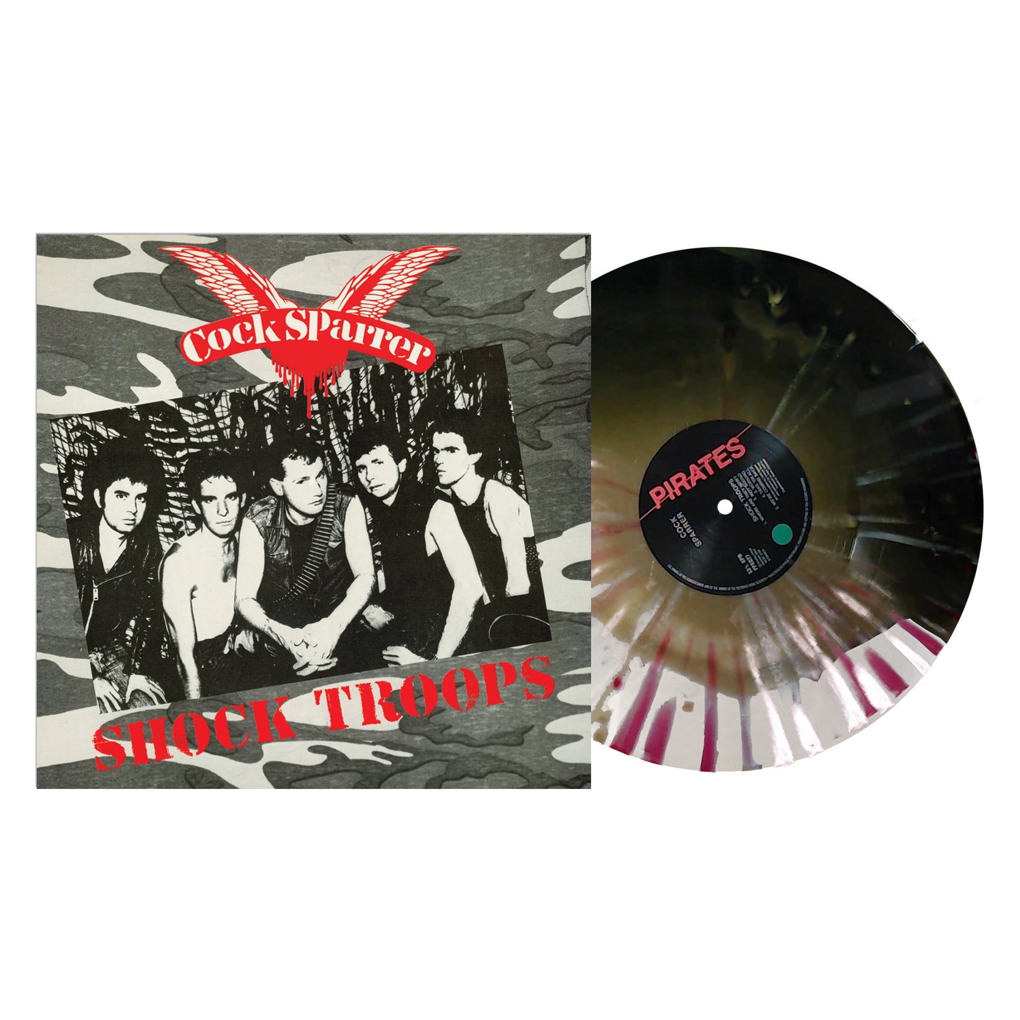 COCK SPARRER 'SHOCK TROOPS' LP - LTD. - CLEAR/GREEN/GOLD/WHITE/SPLATTER