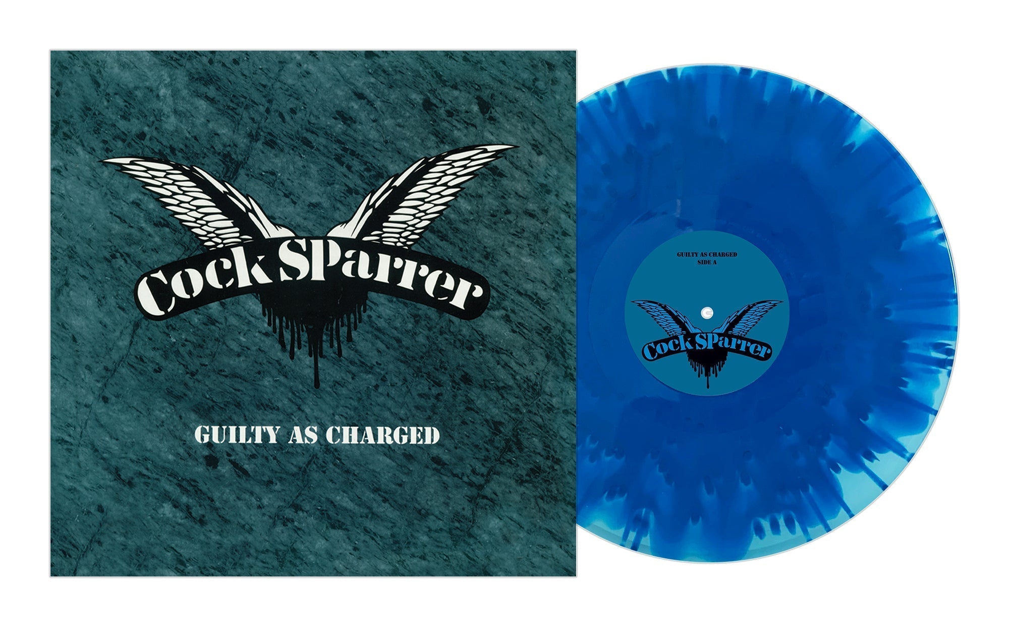 COCK SPARRER 'GUILTY AS CHARGED' LP - AQUA/ELECTRIC CLOUDY BLUE