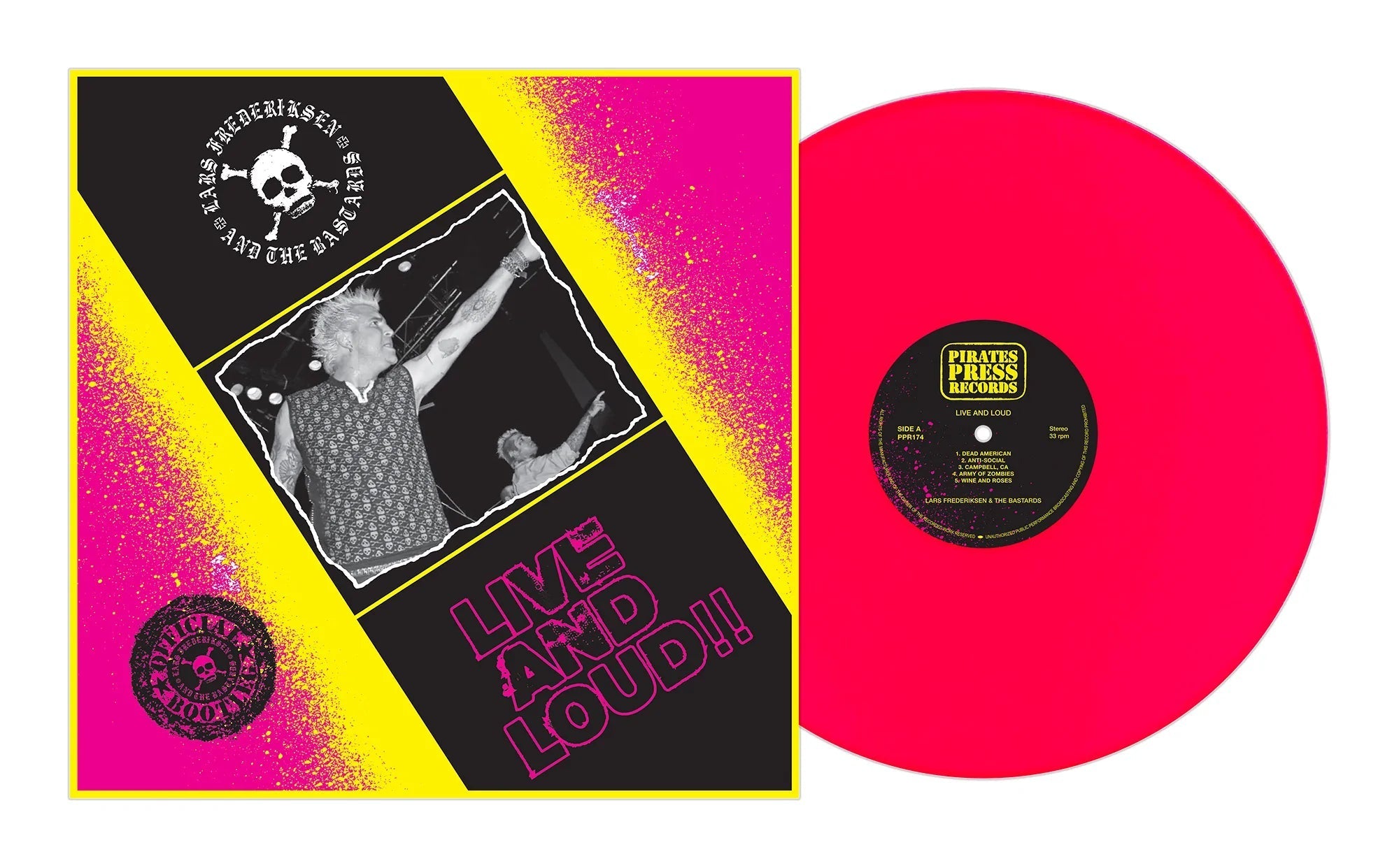 LARS FREDERIKSEN & THE BASTARDS ‘LIVE 'N' LOUD' LP - NEON PINK
